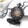 JewelryWe Pocket Rock Retro Antique Roman Analog Pocket Watch Pendant Perfect for and Black Watch, Necklace, Waterproof, Cosplay, Events, Halloween,