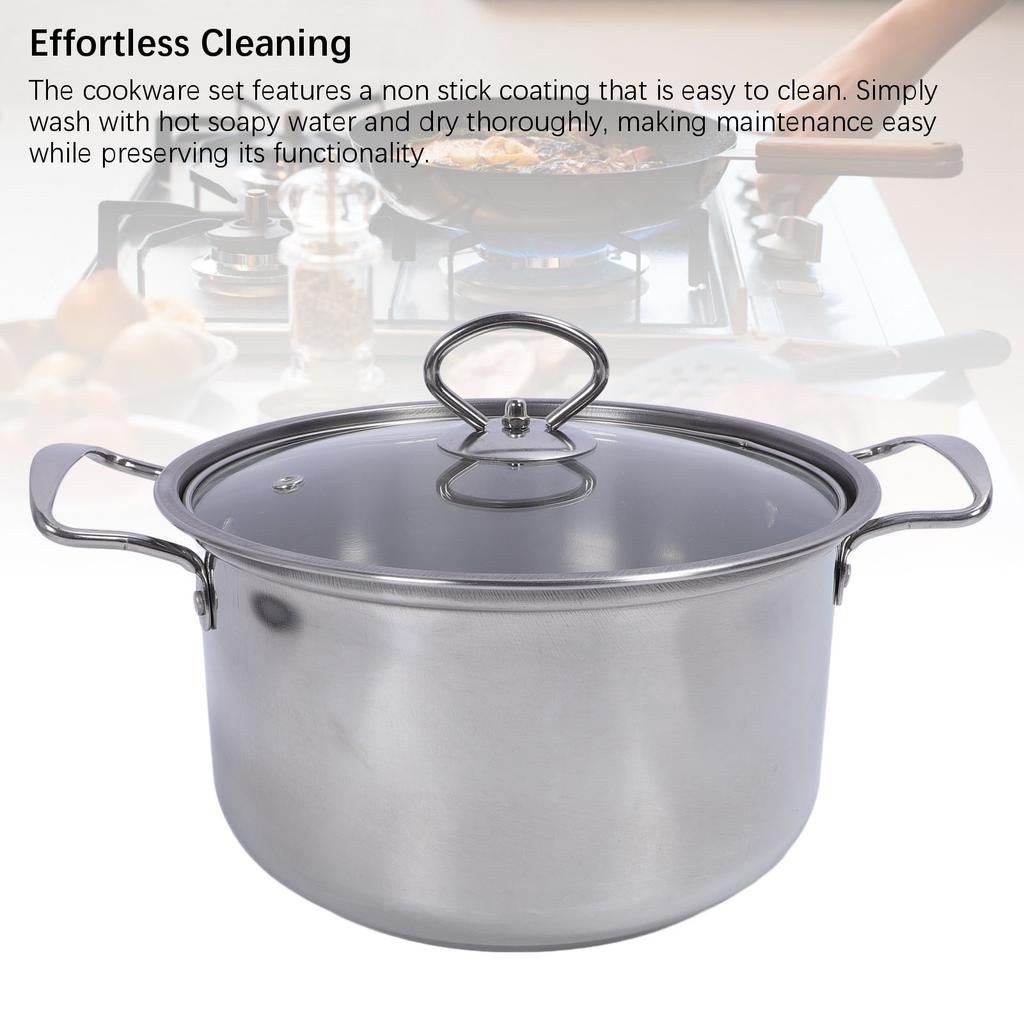 Stainless Steel Cookware Set Multifunction Easy to Clean Antistick Frying Pan Stock Pot Sauce Pan with Lids for Home Kitchen