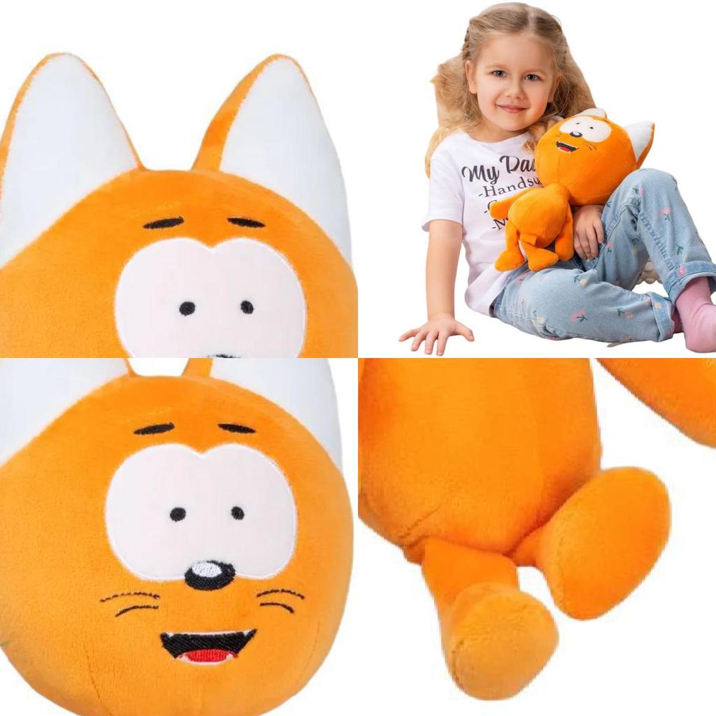 Schattige Kote Kitty pluche kat pop, zacht cartoon speelgoed voor kinderen in een levendige oranje kleur.