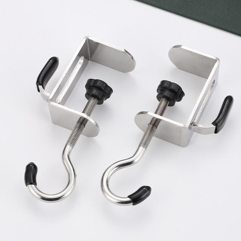 Stainless Steel Double Hook Removable Desk Hook for Backpacks - Side Mount for Student Desk, or Dormitory