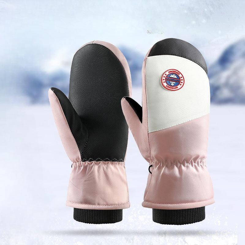 Winter Ski Gloves Outdoor Sports Plus Velvet Thickened Warm Gloves Cycling Windproof Waterproof Non Slip Stuffy Gloves