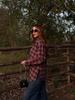 2026 Spring Collection: European & American Style Plaid Shirt - Chic, Casual, Retro Design with Waist-Cinching for a Trendy Look
