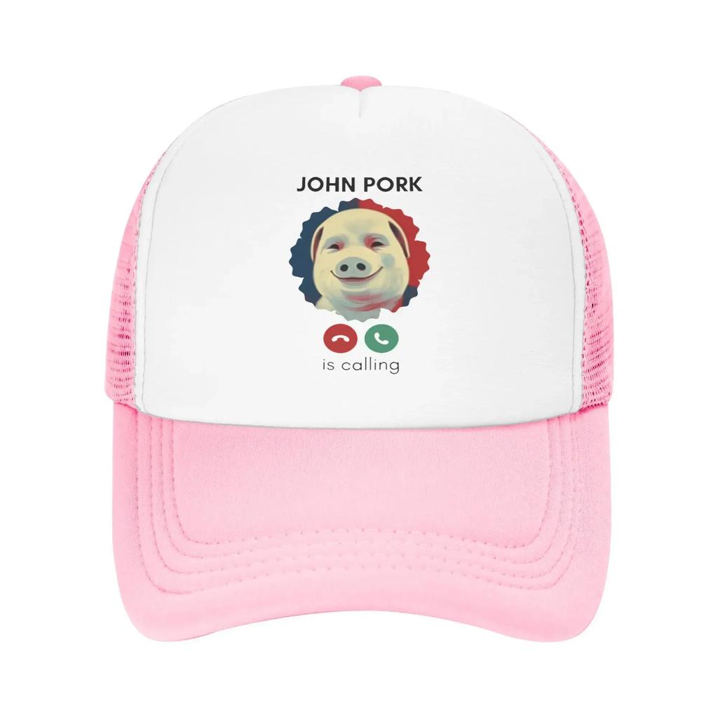 New Design Funny John Pork Is Calling Camping Mesh Baseball Caps Women Men Summer Humor Pig Beach Hat Fishing Trucker Cap