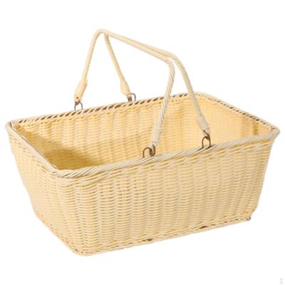 ,Imitation Rattan Küchen-Tragkorb, Dekoration mit Eisendrahtgestell, Leicht zu reinigen, Vielseitig mit