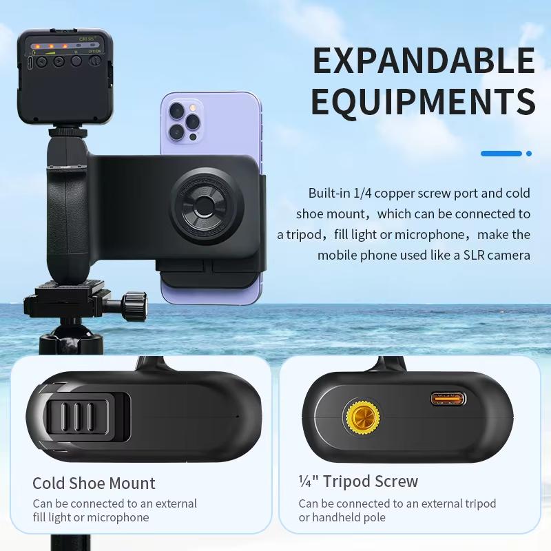 Upgraded Smartphone Camera Shutter Grip Bluetooth Selfie Handle Camera Photo Stabilizer With Fill Light Wireless Charging
