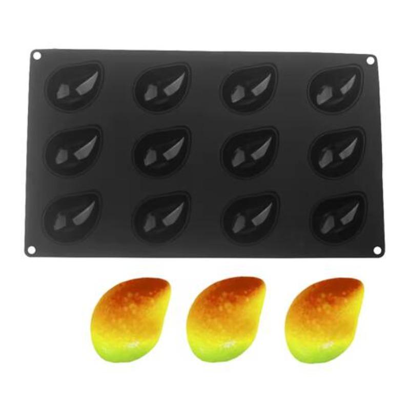 Moule en Silicone 12 cavités pour Gâteaux Mousse Mangue Moule en Silicone Forme Fruit pour Chocolat Moule en Silicone pour Pâtisseries Françaises