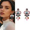Vintage Ethnic Style Bohemian Fly Bird Printed Alloy Flower Water Drop Pendant Earrings For Women Banquet Party Jewelry Gifts