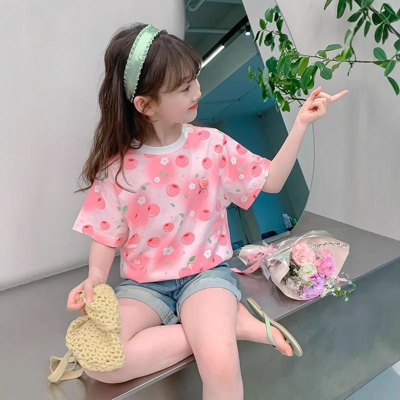 Girls Summer Loose Short Sleeve T Shirt with Dopamine Palette