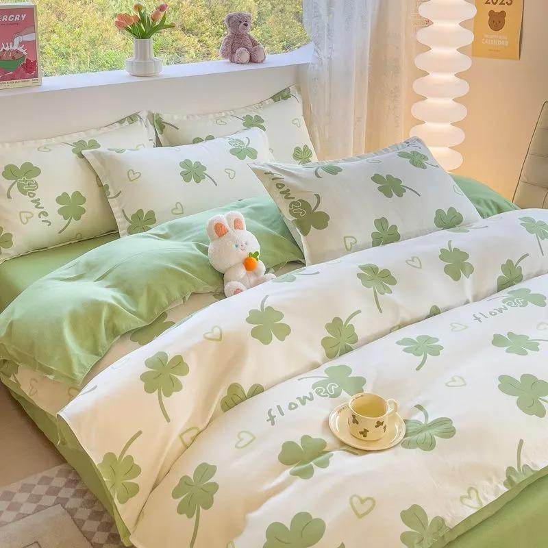 Thickened Ins-style 4-piece Bedding Set / 100% Pure Skin-friendly Cotton Single Duvet Cover,4-piece