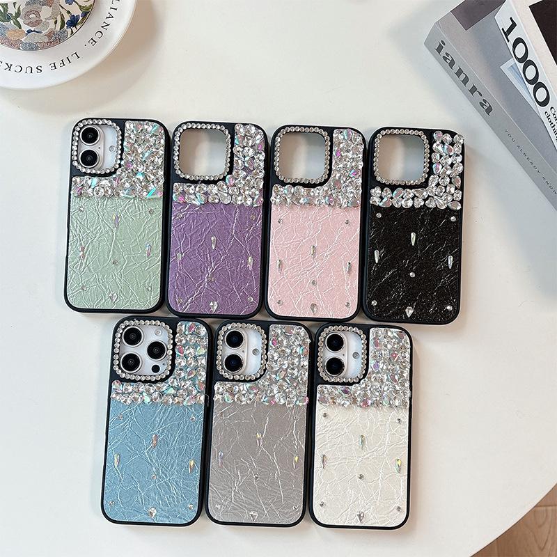 Leather Luxury Rhinestone Mobile Phone Case Is Suitable For Apple 17 Giant Good-Looking 14 Women'S Iphone16Promax Personality 15.