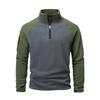 Men's Winter Outdoor Warm Long Sleeve Top V-Neck Zipper Pullover Loose Large Size Tops