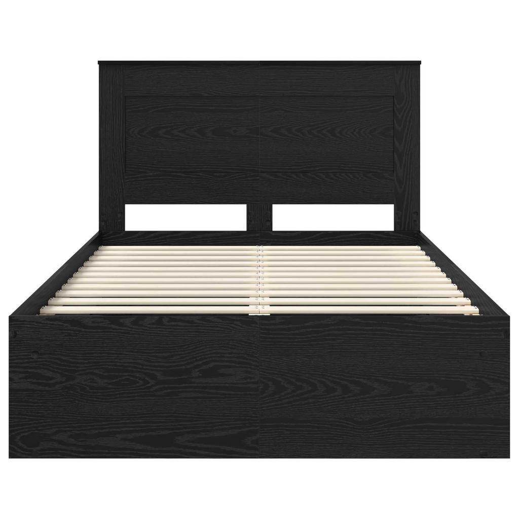 Single Bed Frame in Solid Pine Wood Black 120 x 190 cm