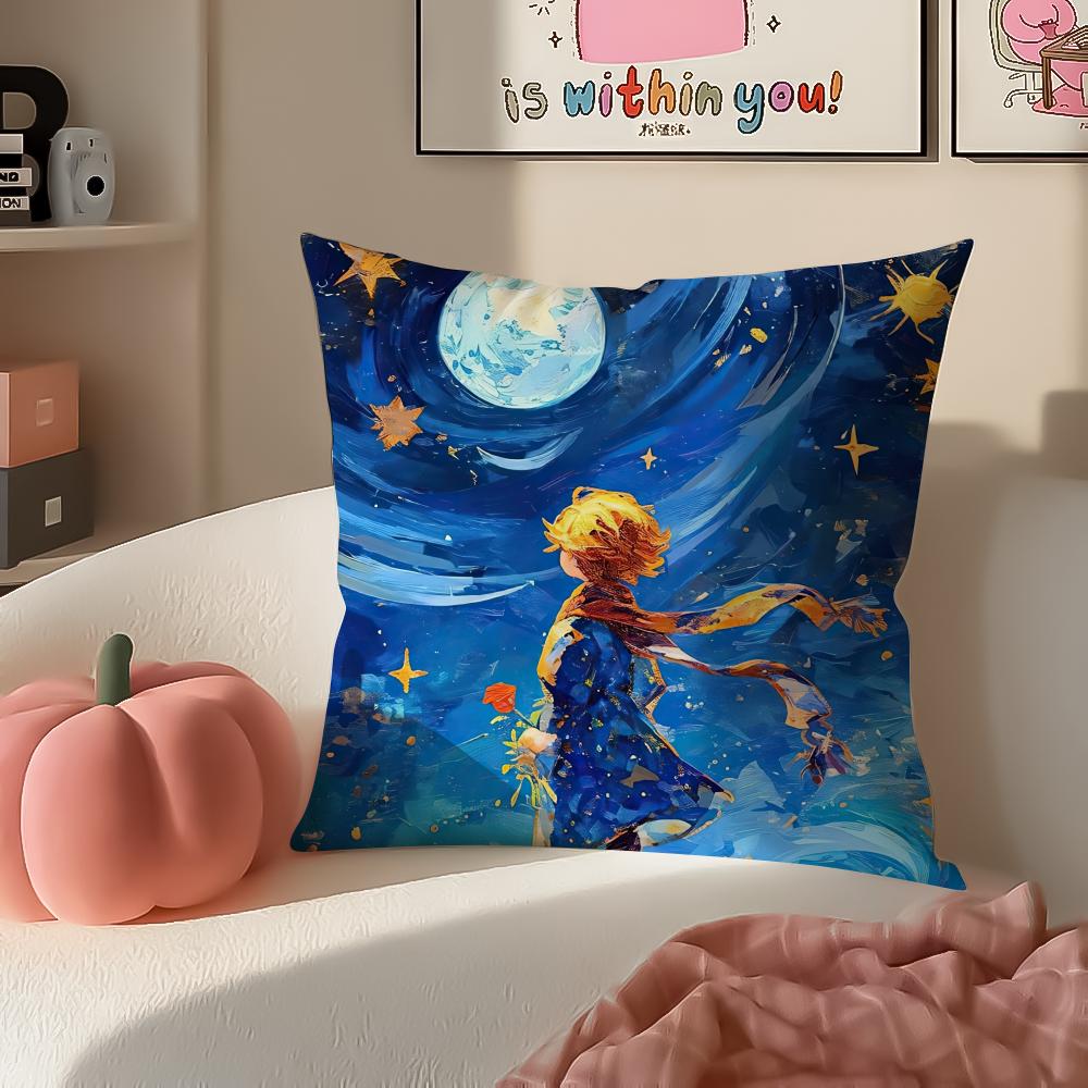 Classic French Literary IP Anime LLittle Prince Cushion Cover Pillowcase Short Plush Invisible zipper Room Sofa Cushion Cover