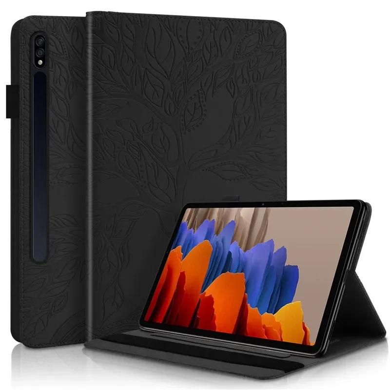 Hoesje voor Samsung Tab S9 FE Case 10,9 Inch Reliëf Boom PU Leer Flip Tablet Cover voor Funda Galaxy Tab S9 FE S8 S7 Case 11"