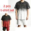 Summer Y2K Vintage Fun Rust Cracks Graphic Printed Round Neck Short Sleeved Kids T-Shirt And Shorts Set Boy's and Girl's T-shirt Shorts Set