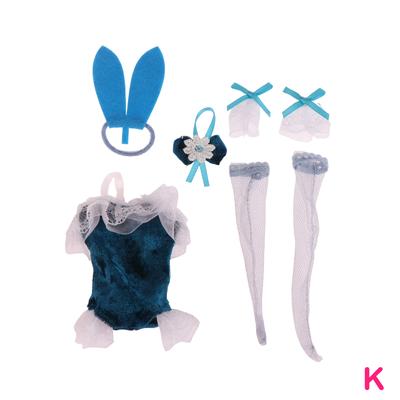 1 juego de ropa para muñecas, pantalones cortos de manga corta, vestido de conejita sexy, medias para muñecas de 30 cm