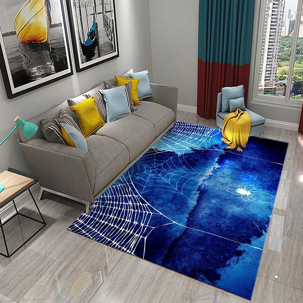 Halloween Horror Spider Web Carpet Teens Bedroom Living Room Large Decor Carpet Kitchen Bathroom Anti-Slip Door Mat Floor Mats