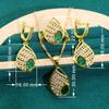 Europe and The United States Set Micro-green Jewelry Anti Allergic Zircon Necklace Earrings Earrings Ring Jewelry Set