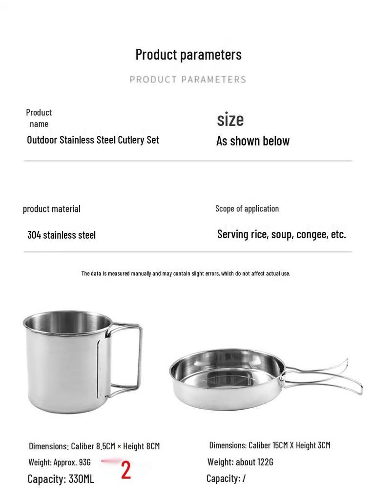 8-Piece Portable Stainless Steel Camping Tableware Set: Foldable Cups, Bowls, and Plates for Outdoor Picnic and BBQ Adventures