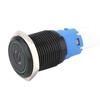 2PCS Black Self Locking Metal Switch IP65 Protection with LED Lamp and Symbol 16mm(Blue 36VDC)