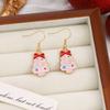 Cartoon Drip Santa Earrings, Personalized Christmas Column Elk Gingerbread Man Earrings