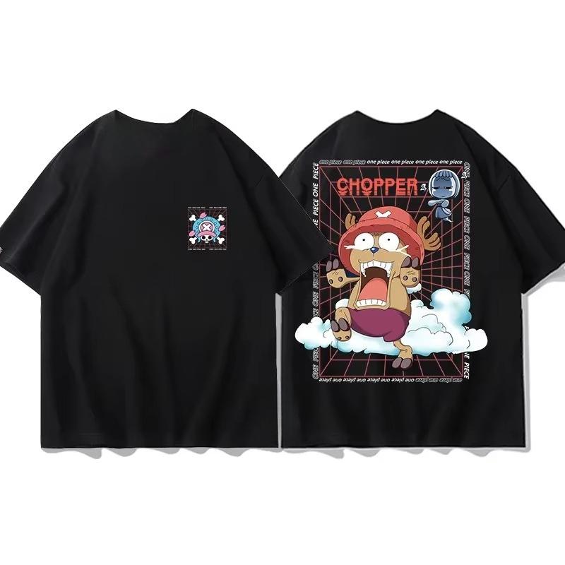 One Piece 2026 New Hot Portgas D Ace Unisex Tshirt Summer New Anime Doublesided Printed Casual Parentchild Shirt
