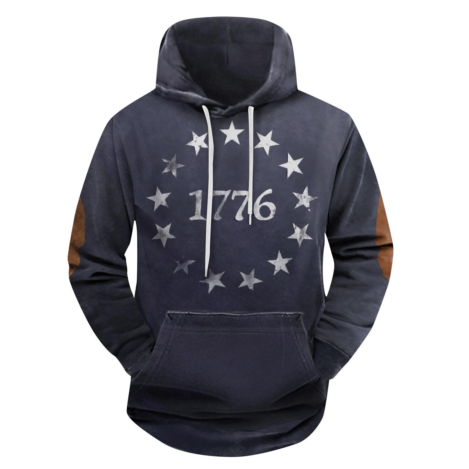 

Модный свободный мужской и женский свитер с капюшоном с длинным рукавом и принтом XXXXL тёмно-синий