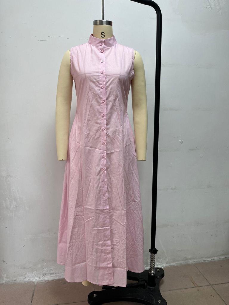 Women's 2026 Minimalist Stand Collar Sleeveless Maxi Dress