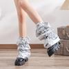 Japanische Frauen Süßes Mädchen Beinstulpen Lange Socken Harajuku Punk Kordelzug Holografische Beinabdeckung mit Verstellbarer Länge