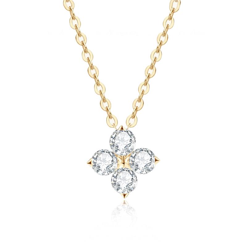 

OEVAS 100% 925 Silver 0.4CT Moissanite Diamond Pendant Necklace For Women Sparkling Clavicle Chain Party Fine Jewelry золотой