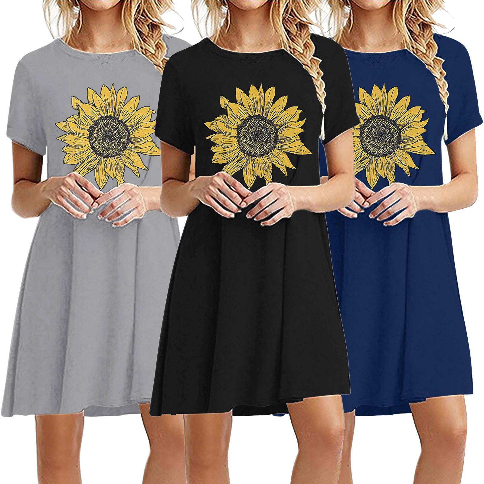 

Модное женское повседневное однотонное женское свободное мини-платье с коротким рукавом