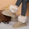 Sweet Beaded Bowknot Decoration Furry Snow Boots Women 2025 Winter Soft Thick Bottom Non Slip Fur Booties Warm Short Plush Boots