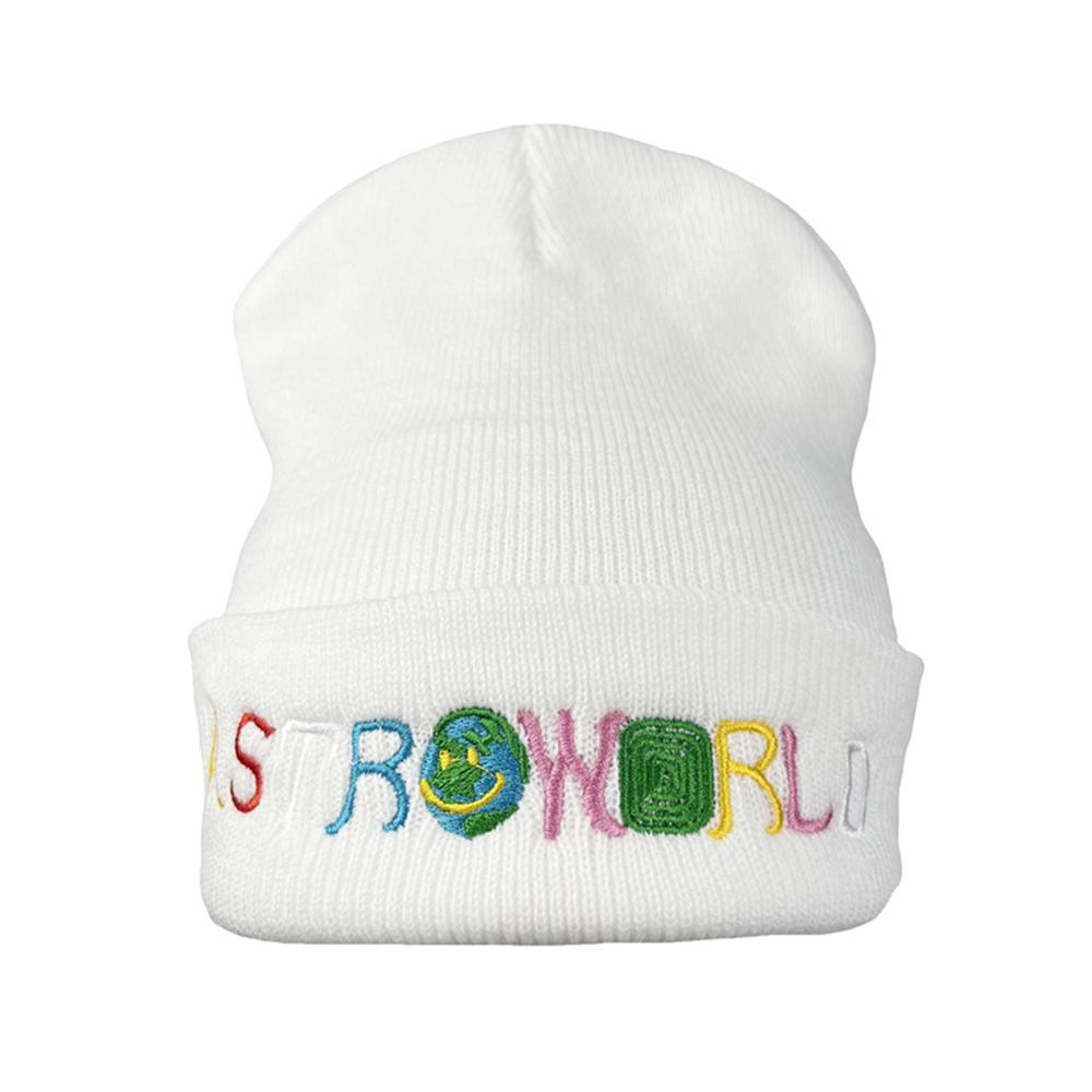 

1 шт. Шапка бини с вышивкой Astroworld, вязаная шапка, лыжная, теплая, зимняя, унисекс, хип-хоп шапка, черная, белая, красная белый