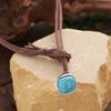 Bohemian Style Vintage Creative Leather Choker imitation turquoise Pendant Necklace for Women Girls Simple Zircon Gifts