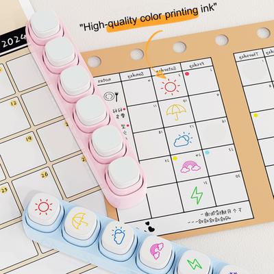 Yousheng 1 Set Mini Stamps for Planner 6 Designs Self Inking Stamps Cute Plastic Stamps for Journaling Scrapbooking Planners DIY Crafts