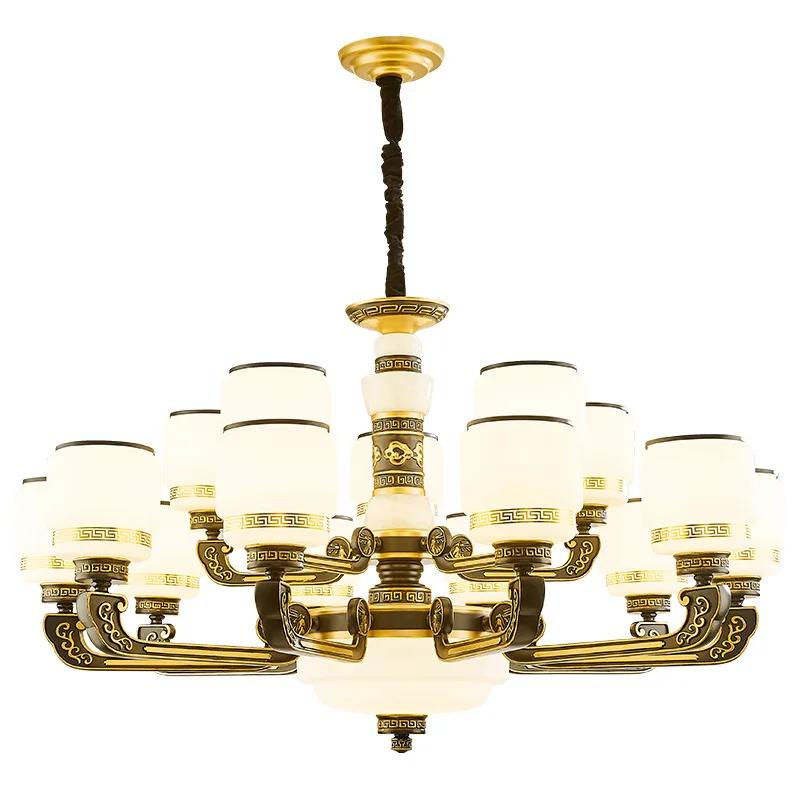 Chinese Style Duplex Building Chandelier European Style Crystal Lamp Jade Hotel Dayang Project Tiaokong Villa Pendent Lights