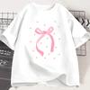 Sweet Ribbon Bowknot Graphic Tshirt Aesthetic Heart Print Tee Summer Fashion Short Sleeve Harajuku Style Top For Girls