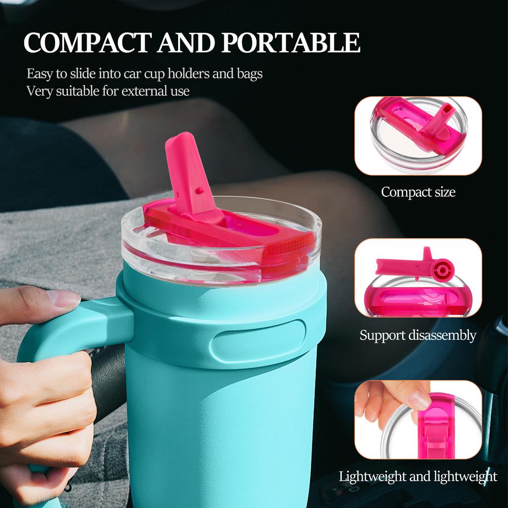 40 Oz Tumbler Lid With Flip Straw Replacement Tumbler Cover Leakproof Cup Lid Removable Cup Flip Straw Lids Drinking Cup Lid