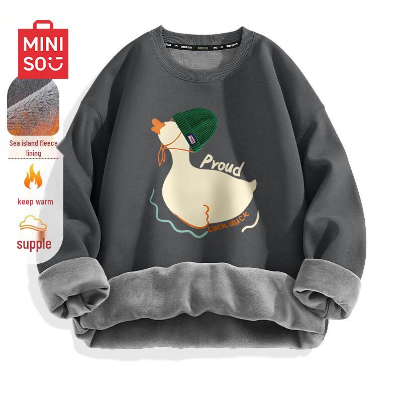 

MINISO Men s Ultra-thick Sea Island Fleece Heavyweight Crewneck Pullover XL