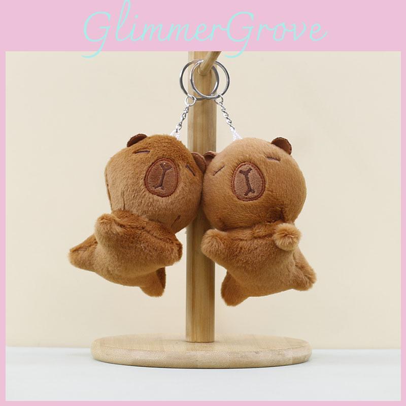 Adorable Capybara Plush Keychain Cute Cartoon Stuffed Animal Doll For Bags
