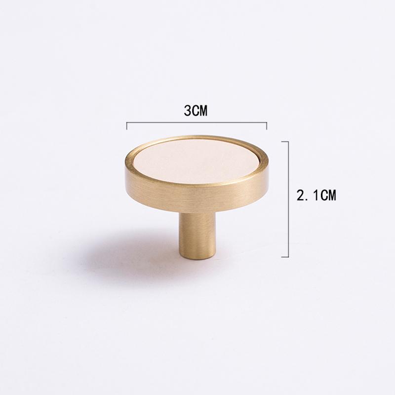 Nordic Style Simple PU Leather + Brass Door Drawer Double Hole Cabinet Handle Kitchen Cupboard Door Pulls Furniture Handle