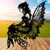 Art Deco Iron Wall Art Metal Sculpture Elf Silhouette Butterfly Wings Garden Patio Decor