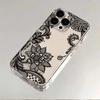Trendy Black Lace Flower Pattern Phone Case For iPhone 17 16 15 14 Pro 17 Air 13 12 11 Max Mini 7 8 Plus XR XS Soft Clear Cover