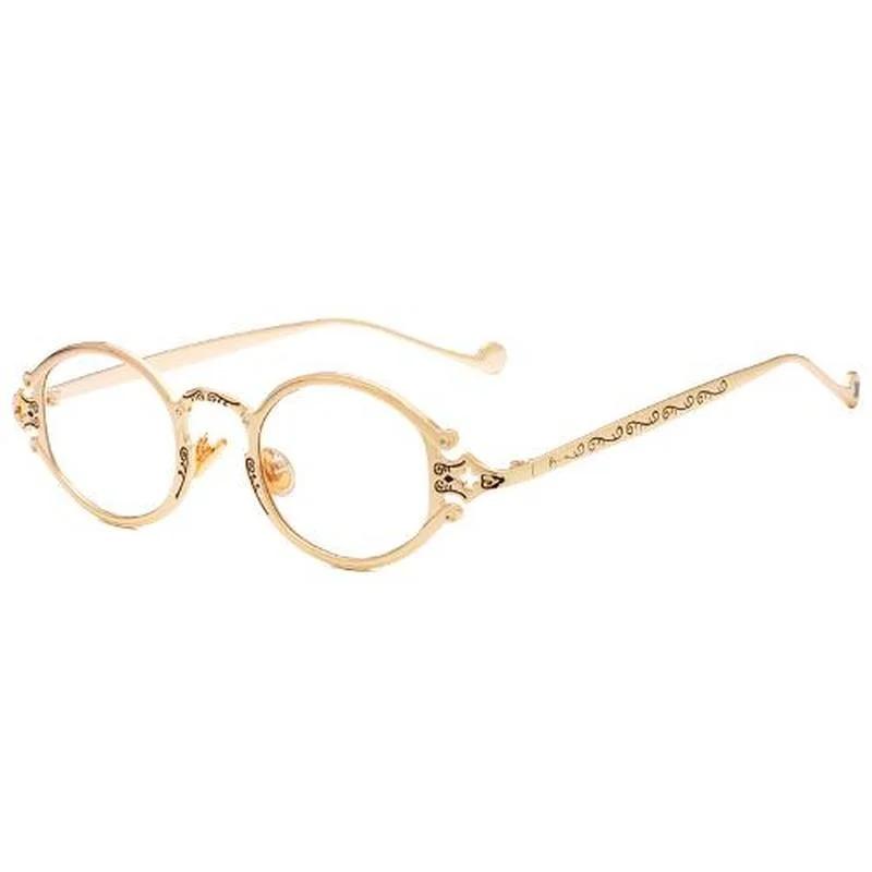 Brand Mens Womens Luxury Gold Metal Designer Sunglasses Oval Round Gothic Sunglasses Retro Vintage Steam Punk Sunglasses