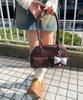 WEGO Boston Bag with School Deco Shoulder Korean School School Brown Sonata Charm, Bag, Bag, Bag, Casual, Girly, Bag, Gift, Present, Bag, Year-Round,