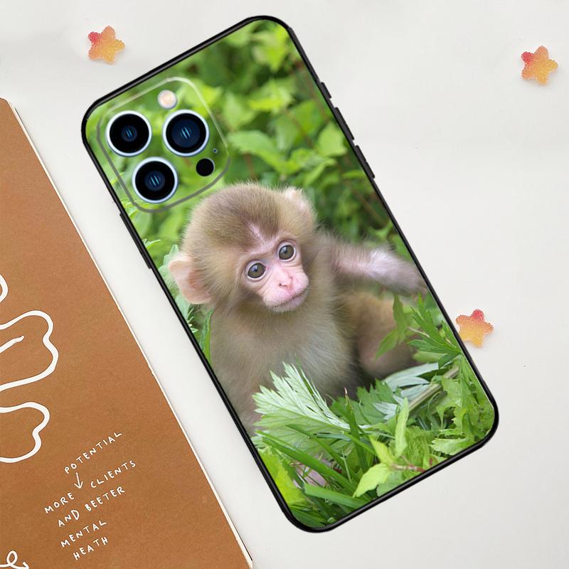 Cute Baby Monkey Animal Phone Case For iPhone 17 Pro Max 11 14 15 16 Pro Max 12 13 mini 16 Plus 16e 17 Air Funda