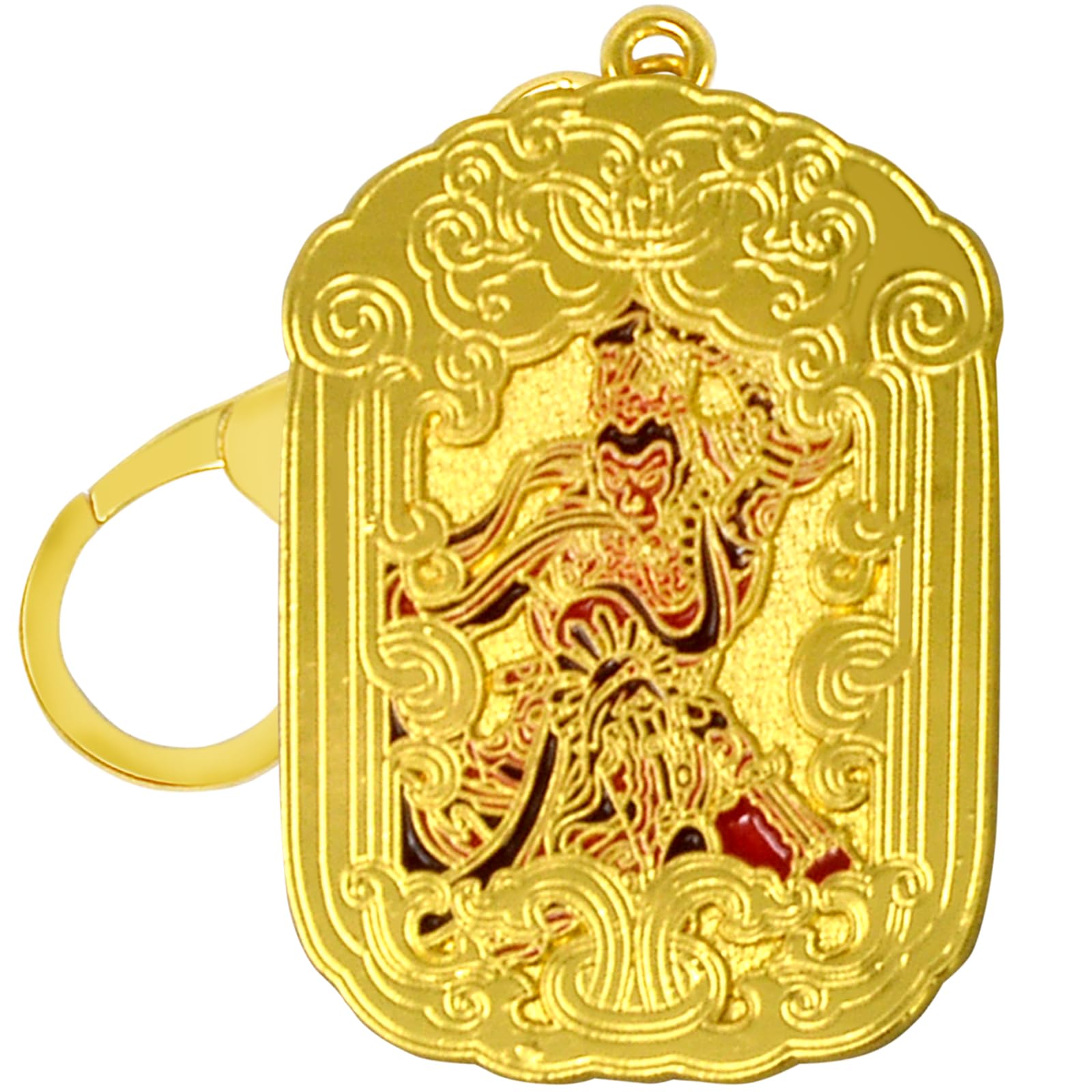 

[YISHUI] Feng Shui Lucky Golden Monkey King Keychain, Red, Amulet