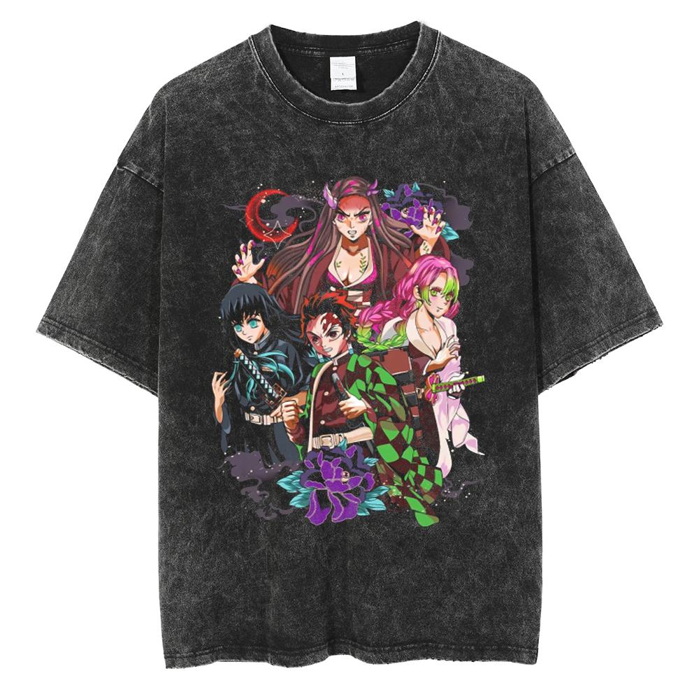 Anime Demon Slayer Rengoku Kyoujurou Graphic Printed Tshirt Men Women Manga T-shirts Washed Cotton Tee Harajuku Male T Shirt