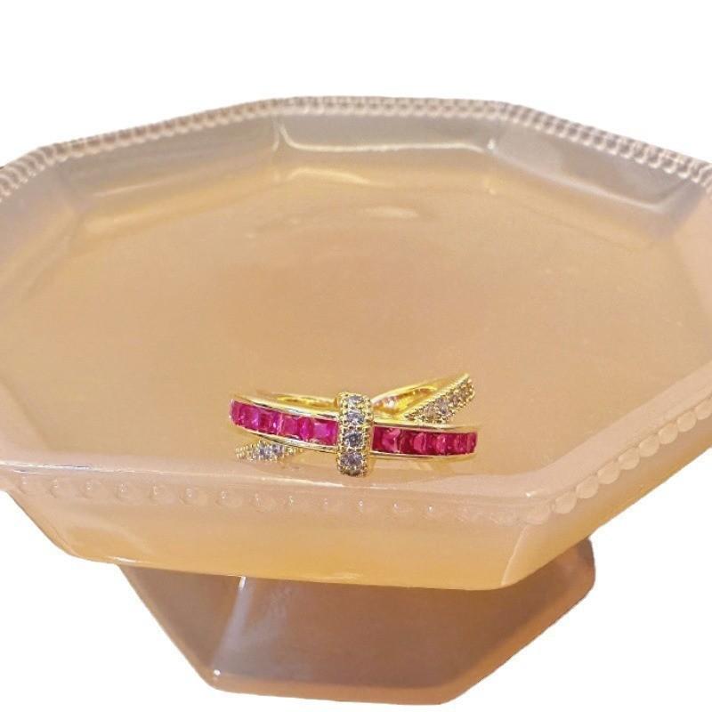 Eyecatching Geometric Pink Diamond Ring For Women Adjustable Trendy And Stylish Accessory