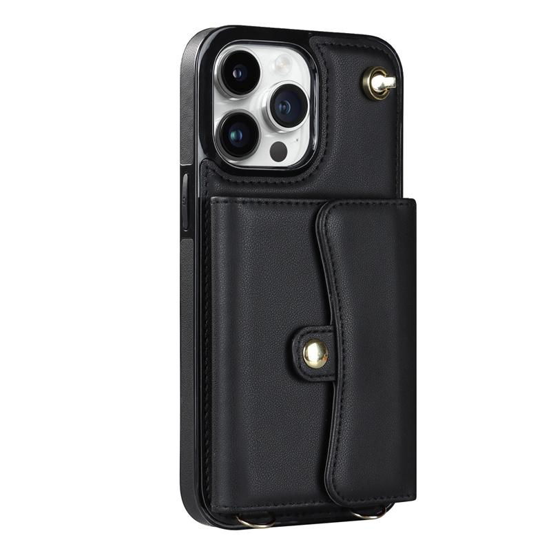 For iPhone 14 13 12 Mini 11Pro Max X/XS XR 8 7 Plus Wallet Leather Case with Long Lanyard Kickstand All-round Shockproof Cover